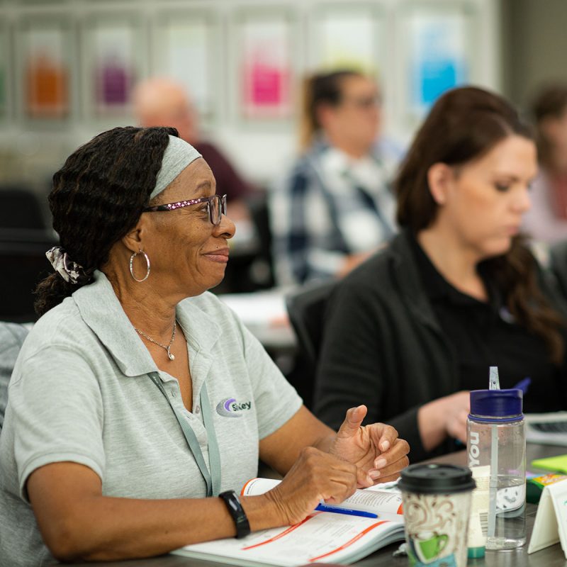 A staff member from Silver Key senior services at a NAMI class